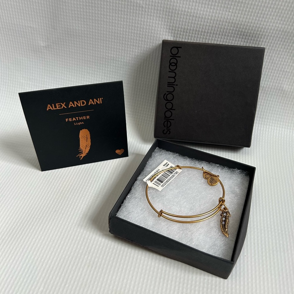 NEW Alex and Ani Feather Charm Bangle Gold